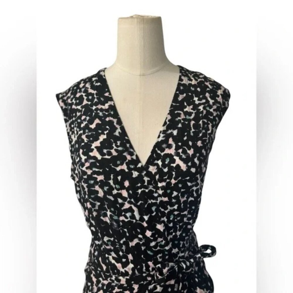 REBECCA TAYLOR Leopard Midi Wrap Dress Size 4 - Picture 5 of 7